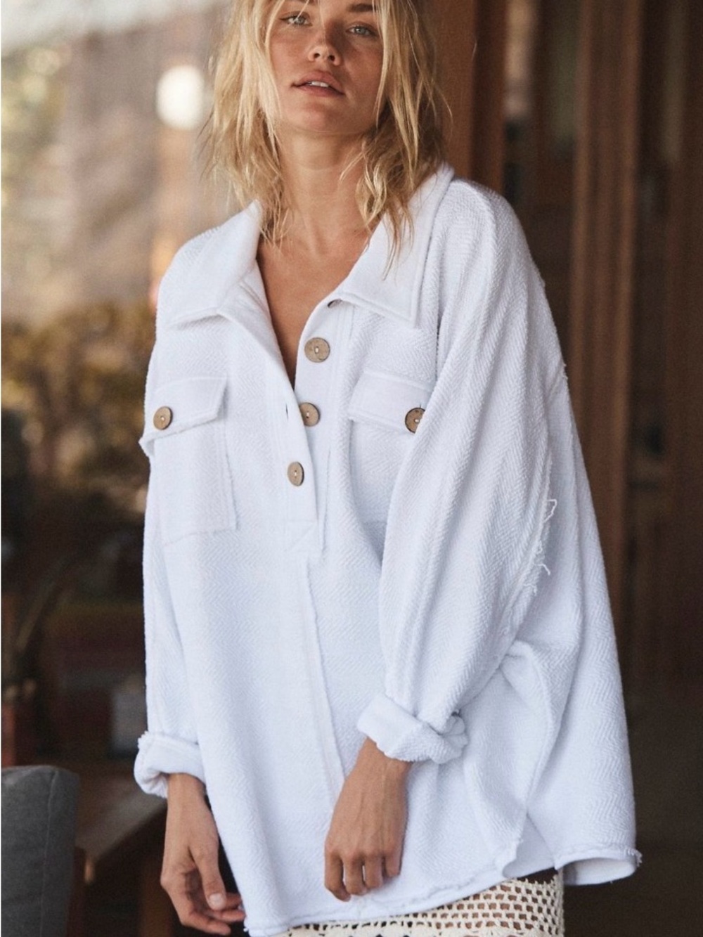 FP Beach White Rowan Pullover